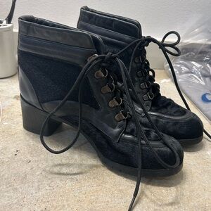 Donald J. Pliner Black Lace-Up Boots